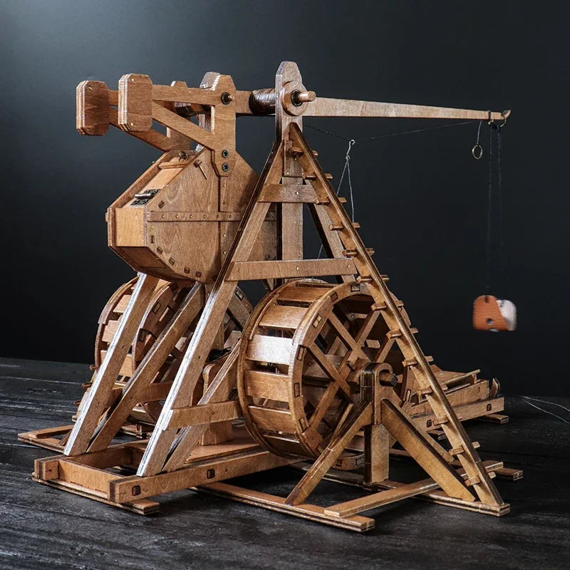 DIY Trebuchet, Ancient Siege Model - Wooden 3D Puzzle - 1:48 Rotary Counterweight