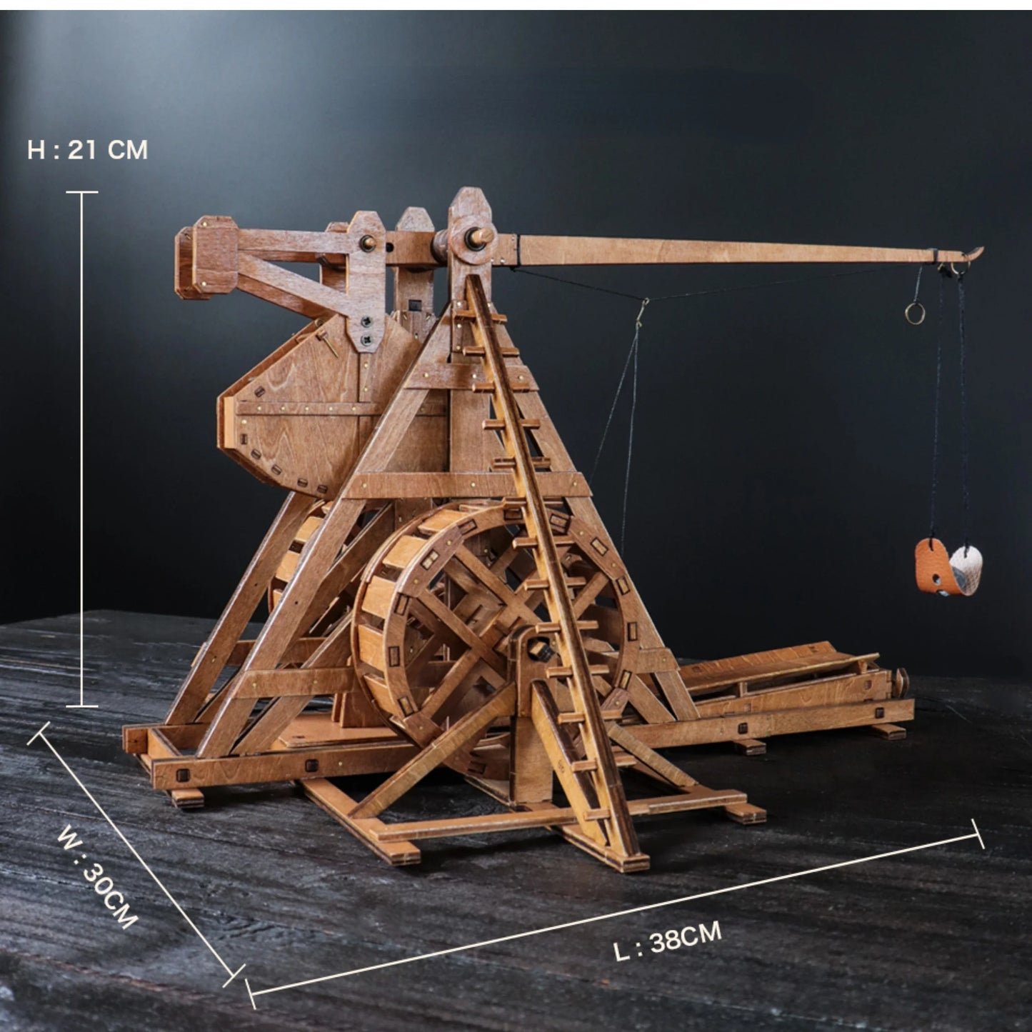 DIY Trebuchet, Ancient Siege Model - Wooden 3D Puzzle - 1:48 Rotary Counterweight