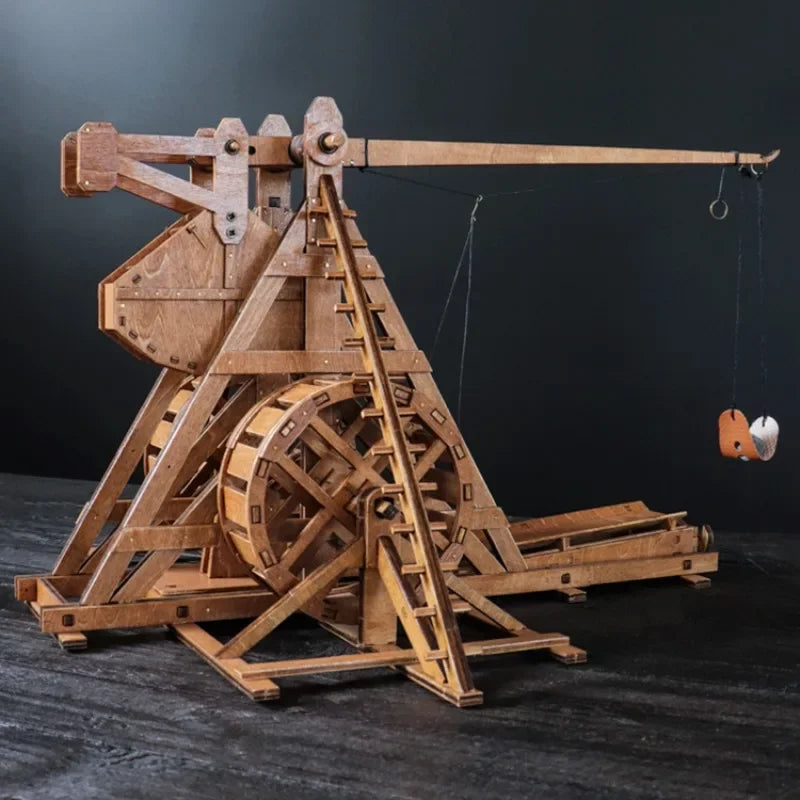 DIY Trebuchet, Ancient Siege Model - Wooden 3D Puzzle - 1:48 Rotary Counterweight